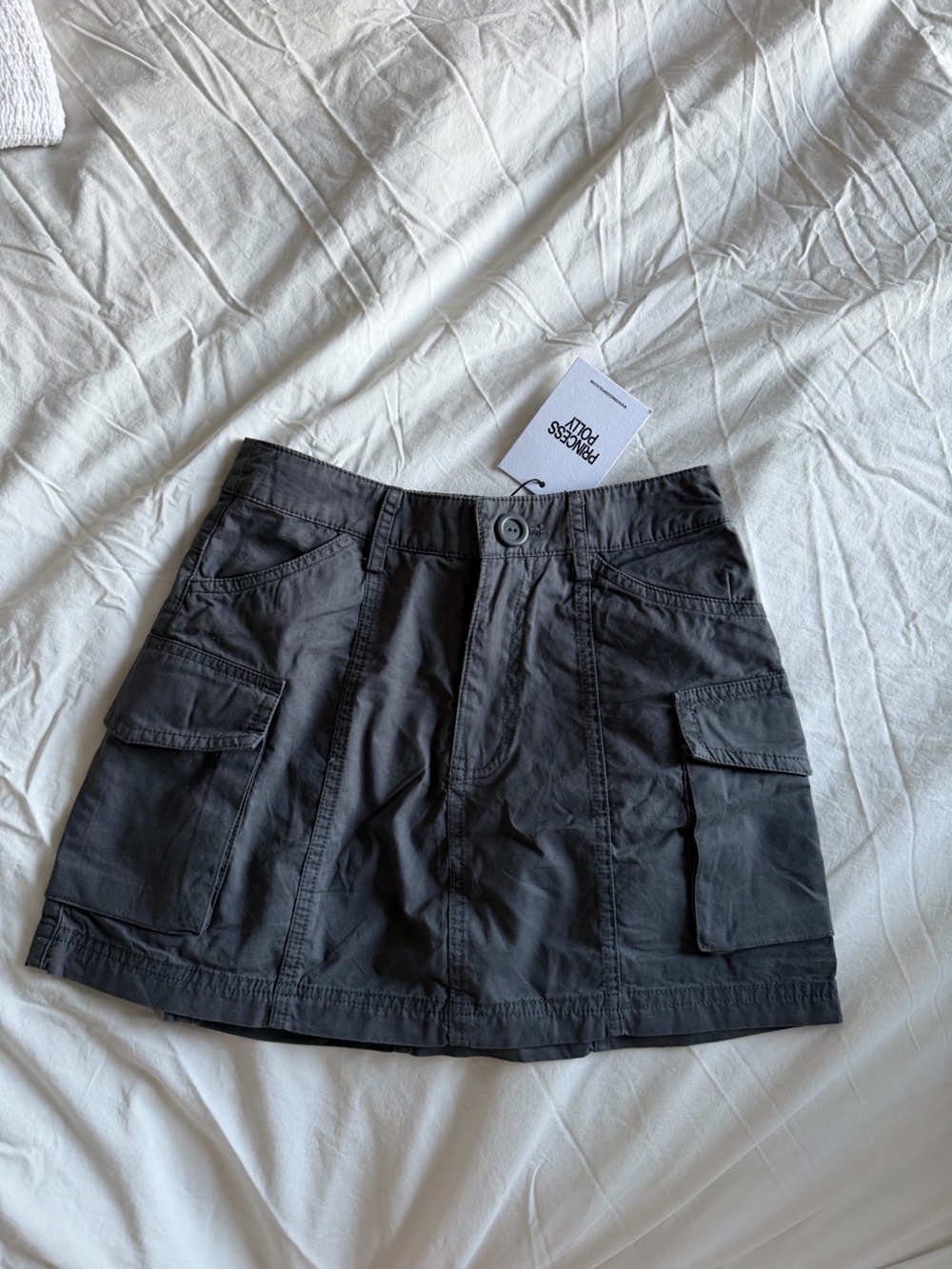 Princess Polly Dark Gray Cargo Skirt (Slate)